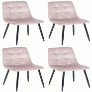 Décoshop26 - Lot de 4 chaises de salle à manger style moderne et confortable en tissu velours rose et métal noir 10_0001792 - noir métal 3000250677813