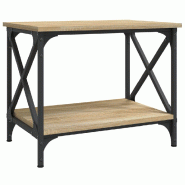 Décoshop26 - Table d'appoint avec étagère design industriel 55 x 38 x 45 cm bois d'ingénierie couleur chêne et acier DEC040279 - acier 3000264841552