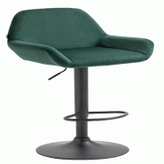 Décoshop26 - Tabouret de bar en velours rembourré vert base trompette métal noir mat TDB10424 - noir 3000457569607