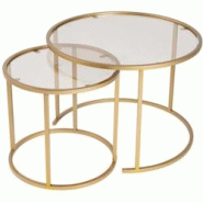 Ensemble de 2 tables gigognes rondes en métal et verre Aurum doré avec verre bronze Hanah Home - 8684283511600 Ensemble de 2 tables gigognes rondes en métal et verre Aurum doré avec verre bronze Hanah Home - 8684283511600