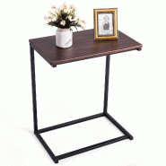 Helloshop26 - Table d'appoint en U 55 x 35 x 65 cm assise ergonomique style contemporain en MDF couleur naturel 20_0020741 - verre 3000233653759