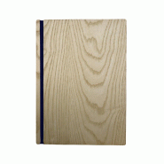 Hungry Club Porte Menu en bois à élastique A4 « Le Tendu » - Frêne - Élastique Marine - Bois massif PM-T-A4-FR-EMA