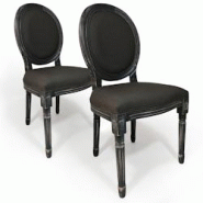 Lot de 2 chaises médaillon Louis XVI Tissu Beige - gris 3327480025130 Lot de 2 chaises médaillon Louis XVI Tissu Beige - gris 3327480025130
