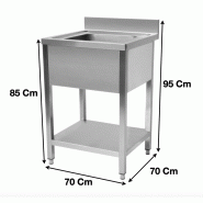 Plonge evier 1 bac avec sous tablette P700 mm - L700 mm - STSK077