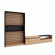 SKRAUT HOME Ensemble Meuble TV, 310x186x35cm, Pour les TV jusqu'à 80", Salon Complet, Chêne et noir - beige Bois manufacturé 97_5