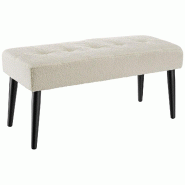 TecTake GmbH tectake banc rembourré Glora mousse haute densité stable pieds acier crème 95x38x45cm assise confortable - beige Bois manufacturé 406366