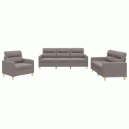 VidaXL Ensemble de canapés 3 pcs avec coussins Taupe Tissu Modèle Ambre Horizon - 3201543
