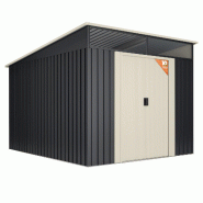 Wasabi - Abri de Jardin Métal 6,6m2 Stark avec Fenêtre - Porte coulissante double - Toit plat - Cabane extérieur - Cabanon rangement et stockage -