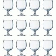 Arcoroc ARC E3559 Amélia Verre à eau, verre à jus, verre à pied, 190ml, verre, transparent, 12 pièces - transparent verre ARC E3559