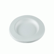 Betik Ecoline – 800 unités – Assiette ronde à bord large bagasse blanc  – Ø 26 cm - blanc Bagasse 1011226