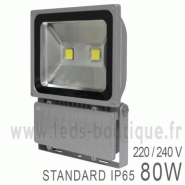 ÉCLAIRAGE DE CHANTIERS - PROJECTEUR LED COB 80W EXTÉRIEUR IP65 GRIS