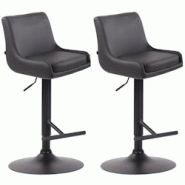 CLP Lot de 2 tabourets de Bar Club en Similicuir Gris - gris 318886 CLP Lot de 2 tabourets de Bar Club en Similicuir Gris - gris 318886