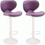 CLP Lot de 2 tabourets de bar Las Vegas V2 similicuir Violet/Blanc - violet polyester 316046
