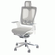 Décoshop26 - Fauteuil de bureau ergonomique soutien lombaire siège pivotant et réglable revêtement en maille blanc-gris 04_0006235 - blanc 3000261