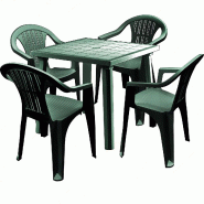 Ensemble de 4 fauteuils Ratak Sicignano avec table carrée Weekend verte de 80 x 80 cm - vert plastique polypropylène 8050054389073