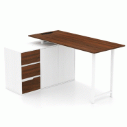 Helloshop26 - Bureau en L réversible 138 x 104 x 74 cm avec prise encastrée et 3 tiroirs style industriel en bois blanc 20_0010900 - blanc métal 30