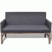 Helloshop26 - Canapé avec coussin rembourré 140 cm tissu hévéa gris foncé 02_0019702 - gris Bois massif 3001015988007
