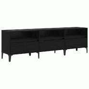 Helloshop26 - Meuble TV rustique avec rayonnage pratique 150 x 30 x 45 cm en bois d'ingénierie chêne noir 02_0052484 - noir Bois massif 3000237443561
