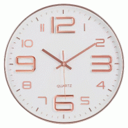 Horloge Murale Stylée IvoQ - Élégante Horloge à Quartz Blanche avec Accents Cuivrés - Idéale pour Tout Intérieur Moderne - 8721161176091