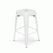 Kosmi Tabouret de bar en métal blanc mat style industriel - Hauteur 66 cm - blanc métal 3760301697664
