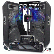Pack Sono BM SONIC Amplificateur 4000W, Enceintes BOOMERS 38cm, 2x2000W, Table de Mixage Bluetooth, Portiques 8 Lumières LED - 3666638037268