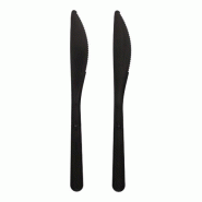 Papstar 1000 "Circulware by Haval" Couteau réutilisable PP-MF 18,5 cm noir extra stable - noir plastique polypropylène 96436