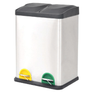 Poubelle En Acier Rectangulaire 45 litres Cuisine Tri Sélectif Biodéchets  Chrome