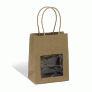 Sac kraft brun fenêtre à poignées torsadées 11,4x6,5x14,7cm - par 25