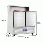 Saladette réfrigérée avec plan de travail en granit et compartiments GN 2 portes - PS900