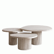 STELLAMEUBLES Table basse trio VENUS en Travertin - 3667335251049