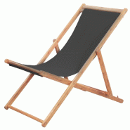 VidaXL Chaise Pliable De Plage Tissu Et Cadre En Bois Gris - gris 44001