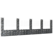 Vidaxl panier de gabion en forme de u avec 5 poteaux fer 500x20x150 cm 151285