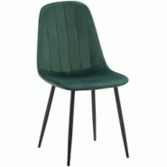 Décoshop26 - Chaise de salle à manger x1 design moderne coutures verticales velours vert et pieds en métal noir 10_0001983 - noir 3000250781947 Décoshop26 - Chaise de salle à manger x1 design moderne coutures verticales velours vert et pieds en métal noir 10_0001983 - noir 3000250781947