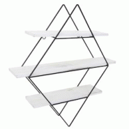 Décoshop26 - Étagère murale suspendue design industriel forme losange en bois blanc vieilli 60 x 55 x 12 cm 04_0008650 - blanc 3000262660933 Décoshop26 - Étagère murale suspendue design industriel forme losange en bois blanc vieilli 60 x 55 x 12 cm 04_0008650 - blanc 3000262660933