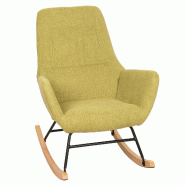 Décoshop26 - Fauteuil à bascule chaise de relaxation avec accoudoirs en bois métal et tissu vert 04_0006909 - métal 3000261947097