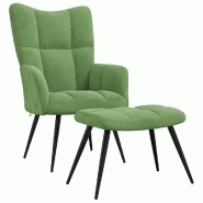 Décoshop26 - Fauteuil lounge chaise de canapé design moderne avec repose-pieds en velours vert clair DEC026627 - 3000255920570