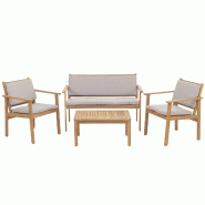 Décoshop26 - Salon de jardin en acacia ensemble lounge avec table banc et 2 chaises coussins gris 04_0009664 - gris 3000267603867
