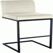 Décoshop26 - Tabouret de bar x1 avec dossier pieds en forme de luge en métal noir assise en velours crème 10_0005787 - beige métal 3000265219725