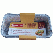 EMBAL'ALU Barquette alu profonde 1l x5 - 035-1199584