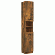 Helloshop26 - Armoire de bain moderne avec 6 compartiments rangement 32 x 34 x 188 cm en bois d'ingénierie chêne fumé 02_0048300 - Bois massif 3000