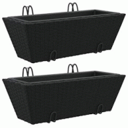 Helloshop26 - Jardinière bac lit surélevé plantes fleurs jardin terrasses avec crochets lot de 2 résine tressée noir 02_0038867 - 3000218071325 Helloshop26 - Jardinière bac lit surélevé plantes fleurs jardin terrasses avec crochets lot de 2 résine tressée noir 02_0038867 - 3000218071325