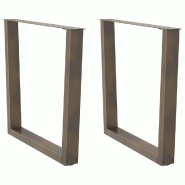 Helloshop26 - Lot de 2 pieds de table à manger géométriques modernisés 90 x 72 cm avec patins réglables en acier naturel 02_0056941 - acier 30002
