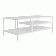 Helloshop26 - Table basse console d'appoint métal 40 x 110 x 55 cm blanc 03_0010813 - 3000225422813