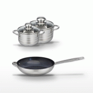 Lot Poêle 32cm & 2 Faitouts 14/16cm Elo Profi Therm Platinum - gris inox 3176239989472