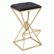 Mauro Ferretti Tabouret De Bar Piramid En Métal Doré Et Tissu, Design Géométrique, Hauteur 75 Cm - Glam Furniture - 14204900SB