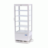 Maxima - Vitrine réfrigérée 9400810 98L Blanc avec vitres sur 4 côtés, ventilateur, LED, serrure, 0-12 C, R600a - 42.8x38.6x111 cm - blanc plasti