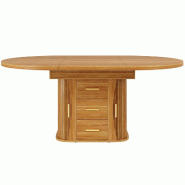 Merax table à manger extensible 118-158 cm, ronde couleur bois naturel, grand rangement, tiroirs et portes latérales, MDF - marron Bois manufacturé