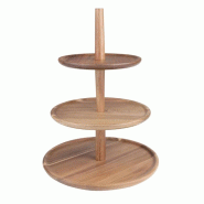Présentoir en acacia 3 niveaux 305(Ø) x 395(H)mm | Olympia - FE152