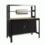 SimonRack Établi d’atelier, 910x760 mm, porte-rouleau et armoire, Charge 400 kg, Noir - BT-4 - noir métal 8425437138379