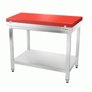 Table de travail en inox 1000x600 mm avec plaque de découpe rouge PREMIUM - GOLDINOX - gris inox 3701770842179